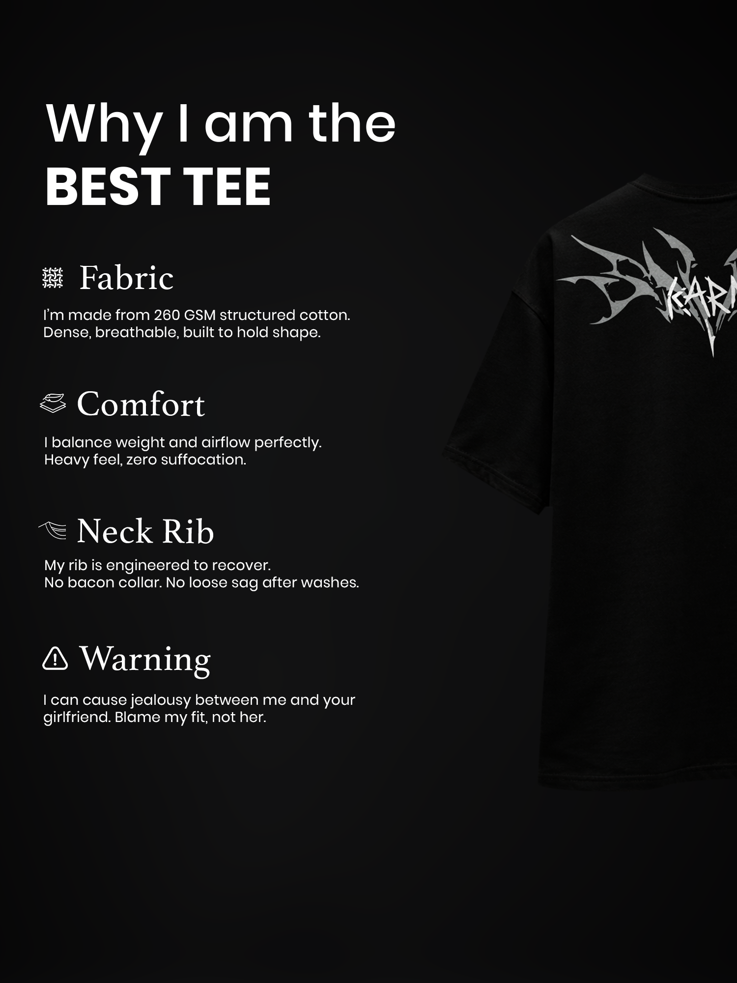 The Karma Unisex Black Oversized T-Shirt