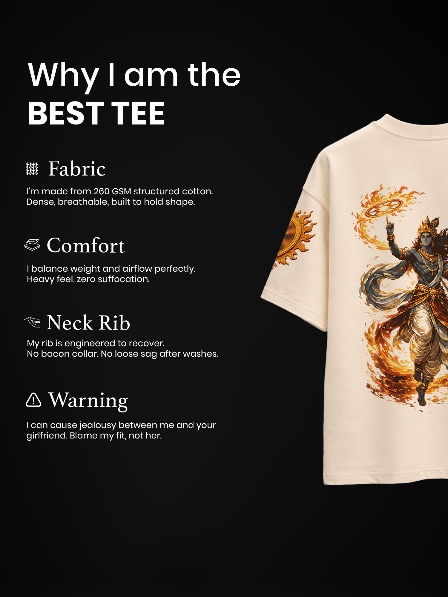 Sacred Fury Unisex Off-White Oversized T-Shirt