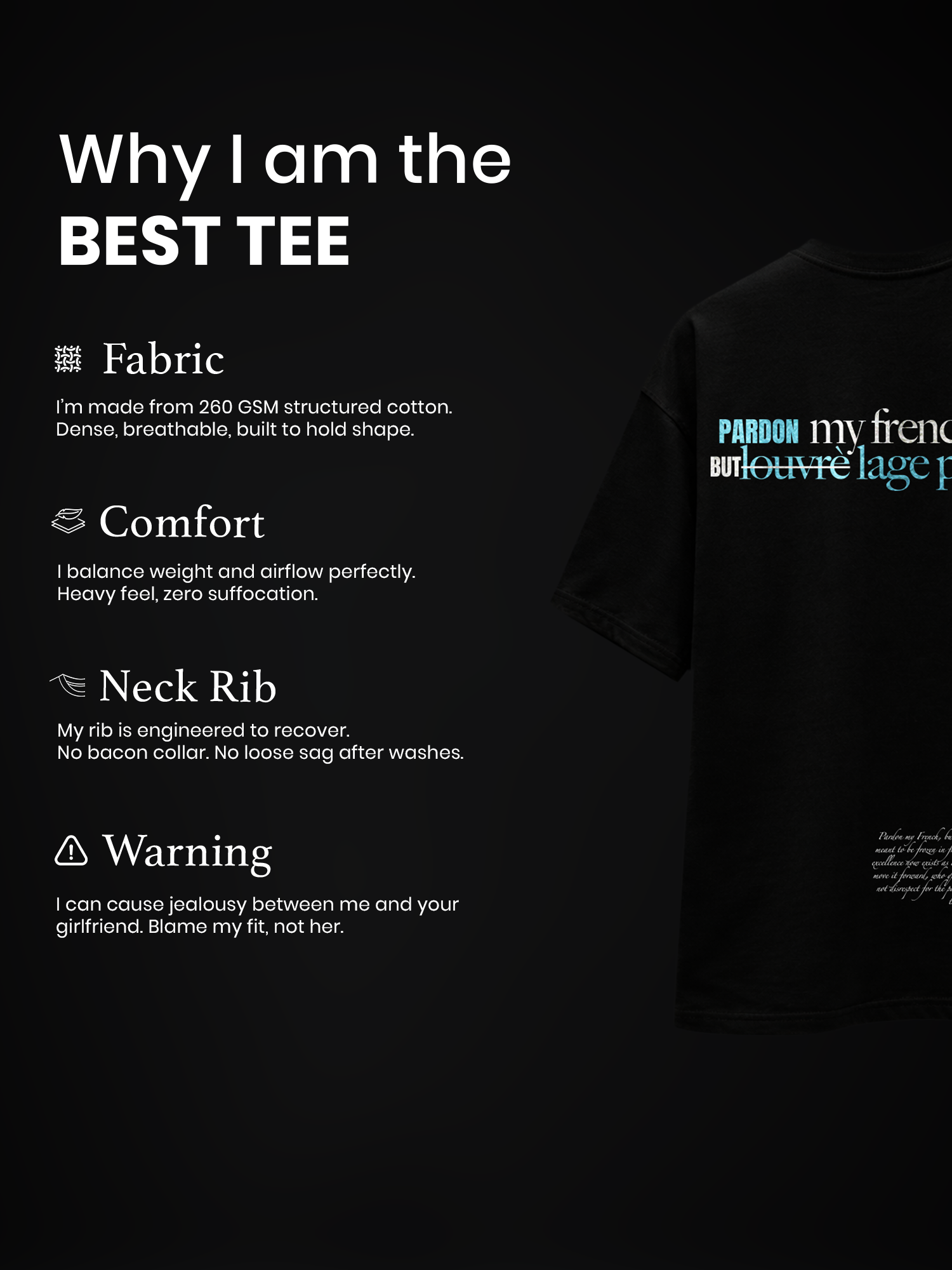 The Pardon Unisex Black Oversized Tshirt