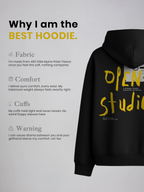 Open Studio Unisex Black Oversized Fit Fleece Hoodie
