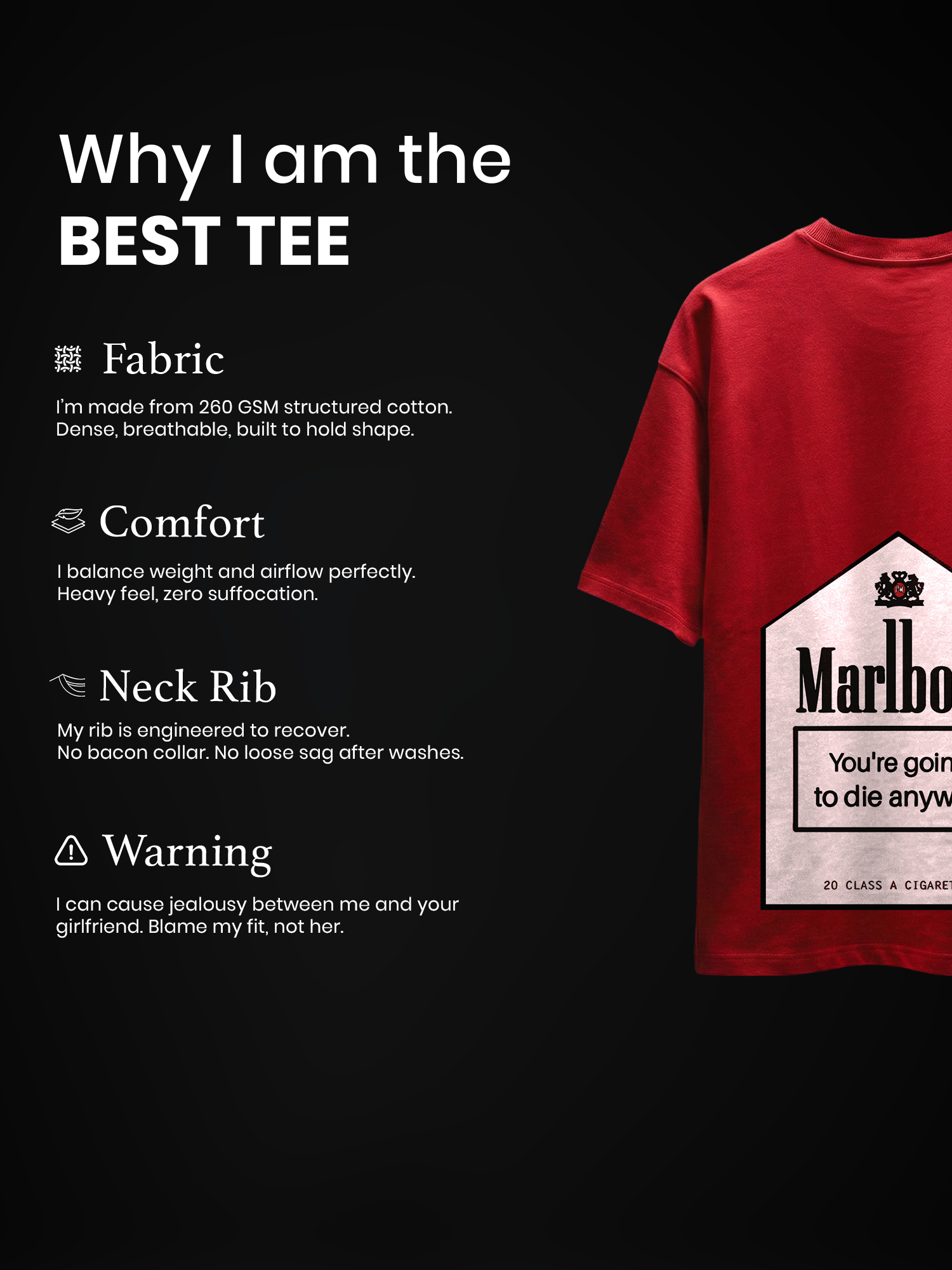 Marlboro Unisex Red Oversized T-Shirt