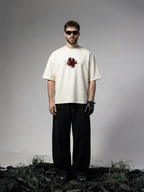 Red Hibiscus Unisex Off-White Oversized T-Shirt