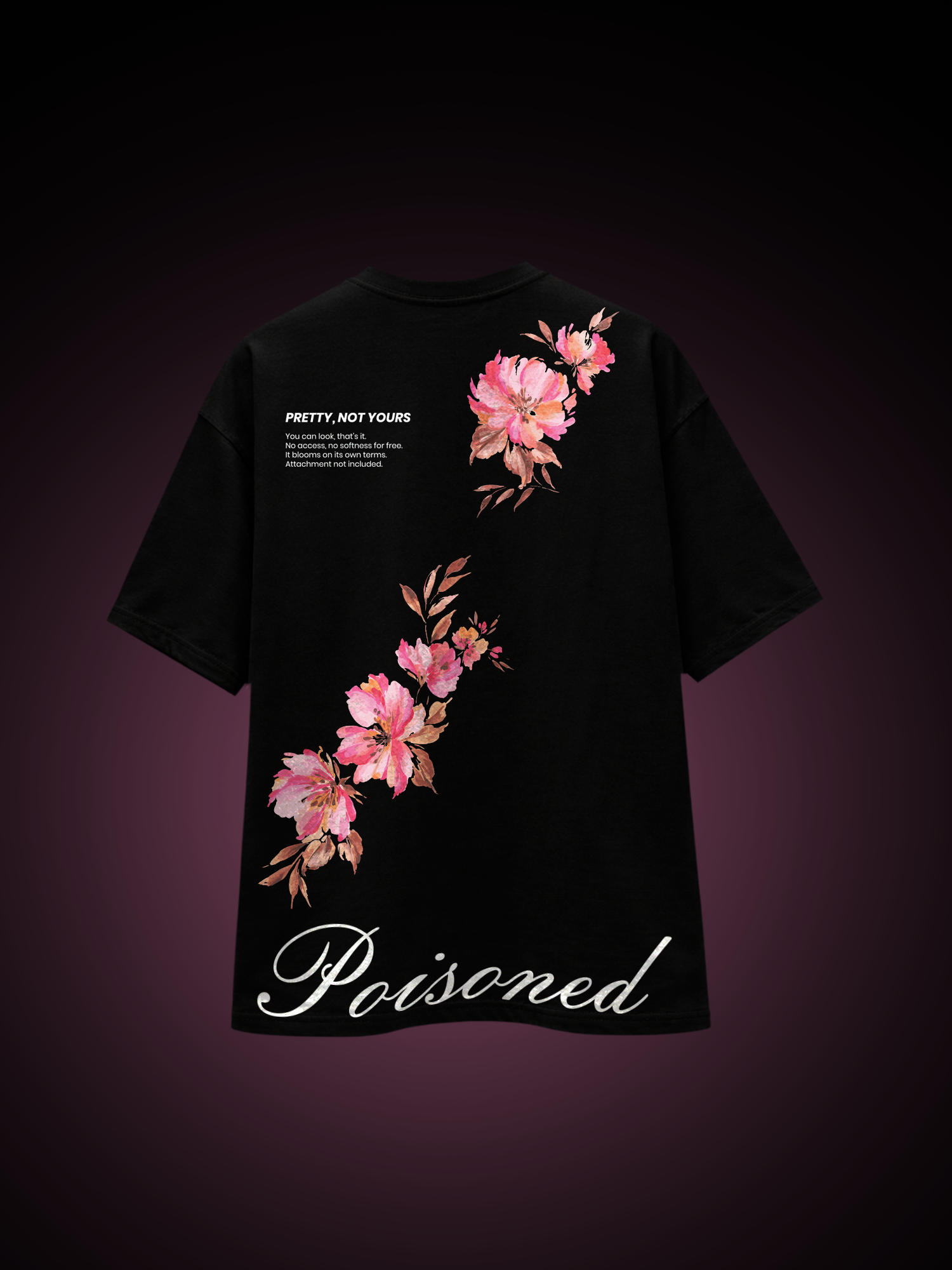 Poisoned Bloom Unisex Black Oversized T-Shirt