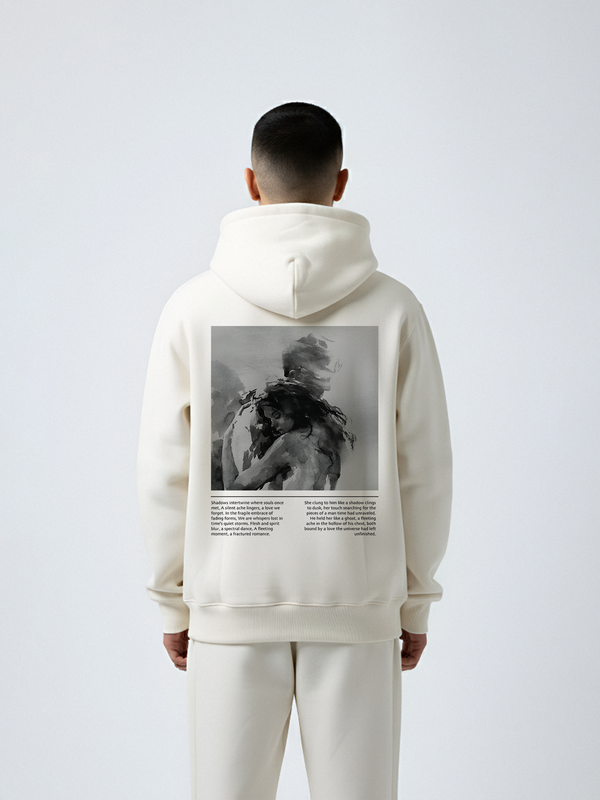 Midnight Whisper Unisex Off White Oversized Fit Fleece Hoodie