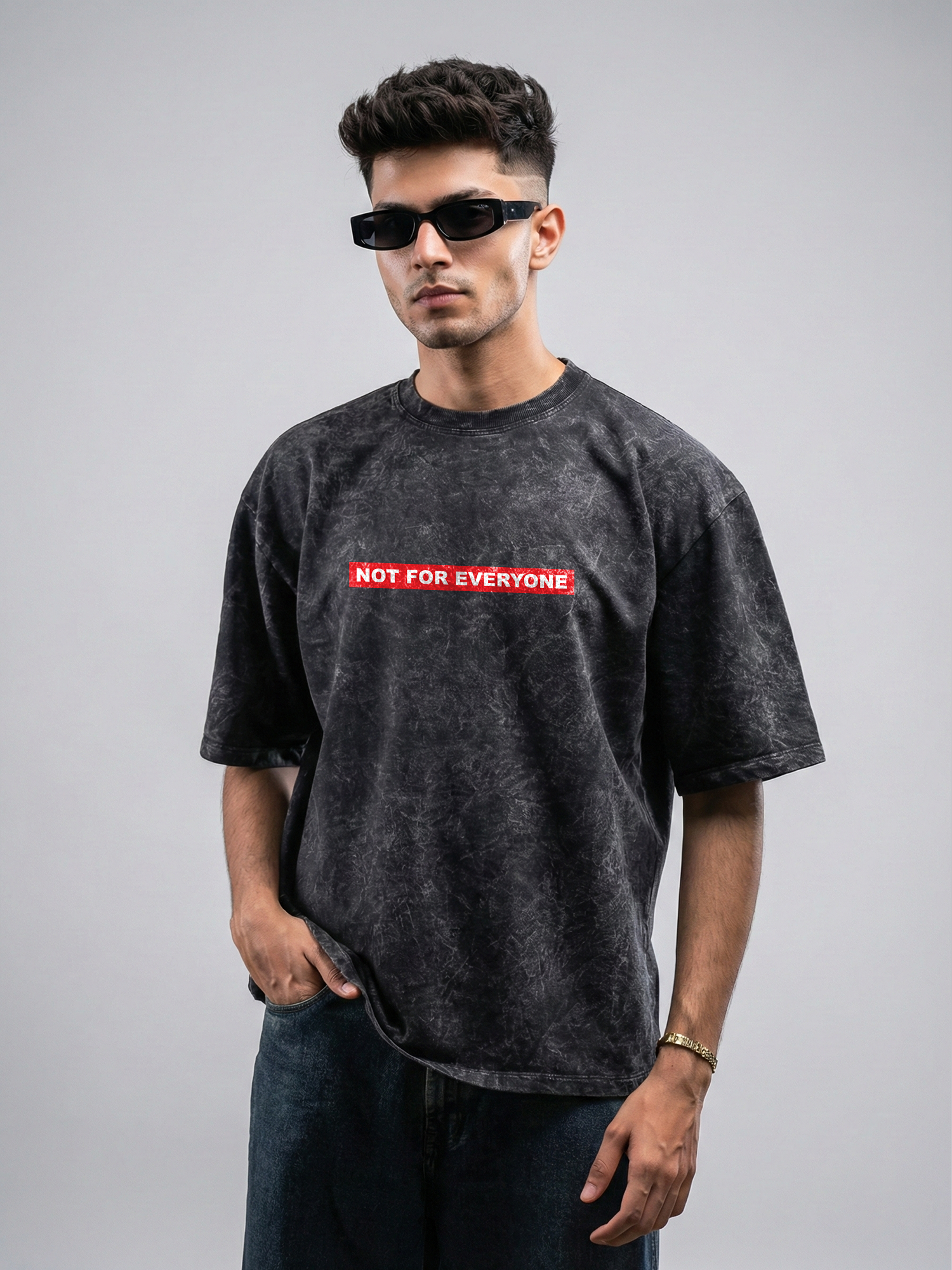 Fragile Fury Unisex Black Acid Wash Oversized Tshirt