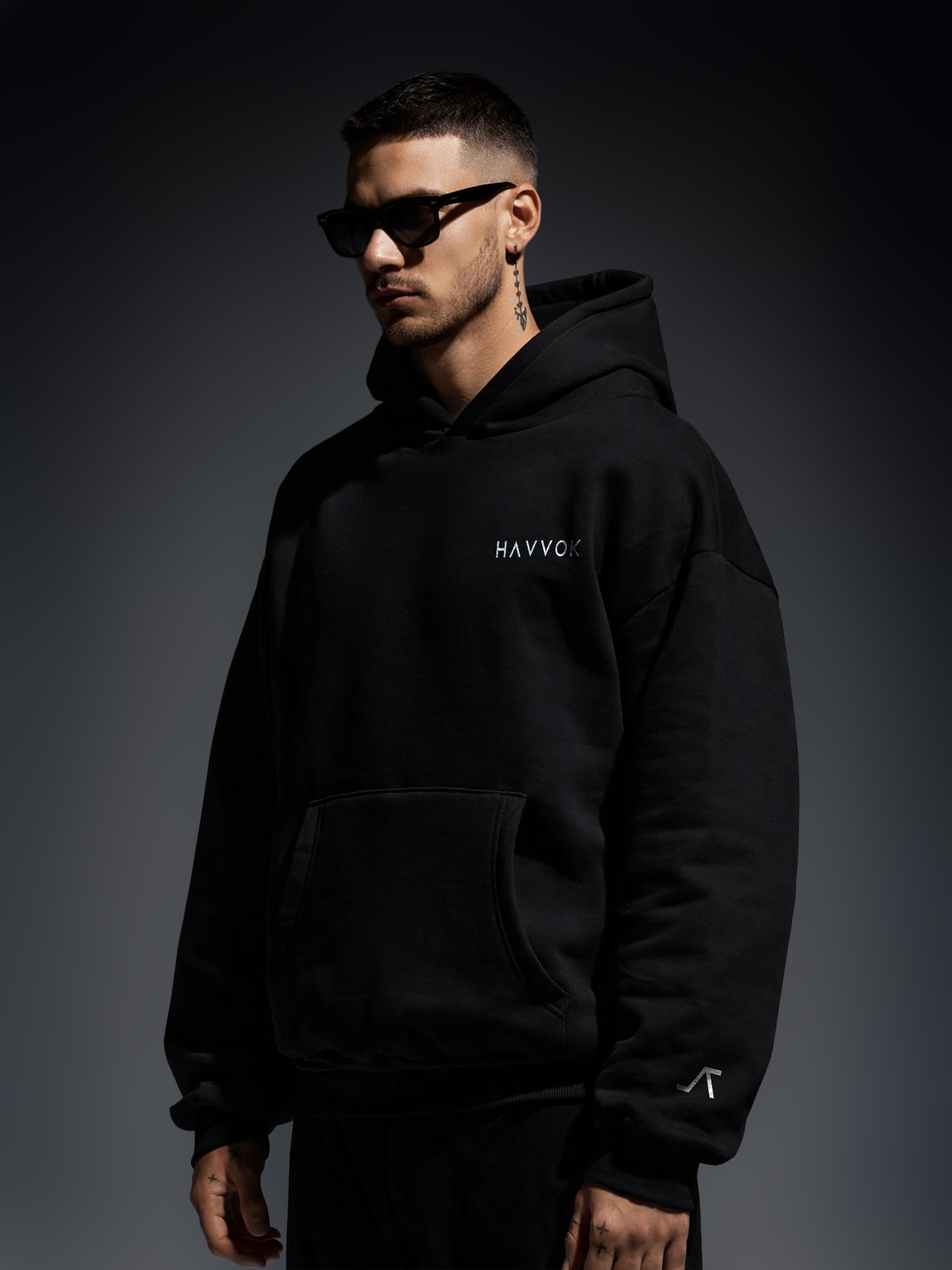 Classic Black Oversized Fit Fleece Hoodie
