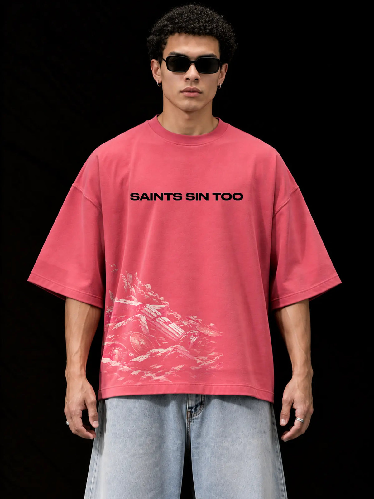 Saints Unisex Pink Oversized T-Shirt