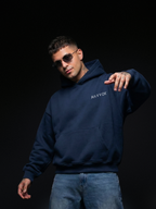 Classic Navy Blue Oversized Fit Fleece Hoodie
