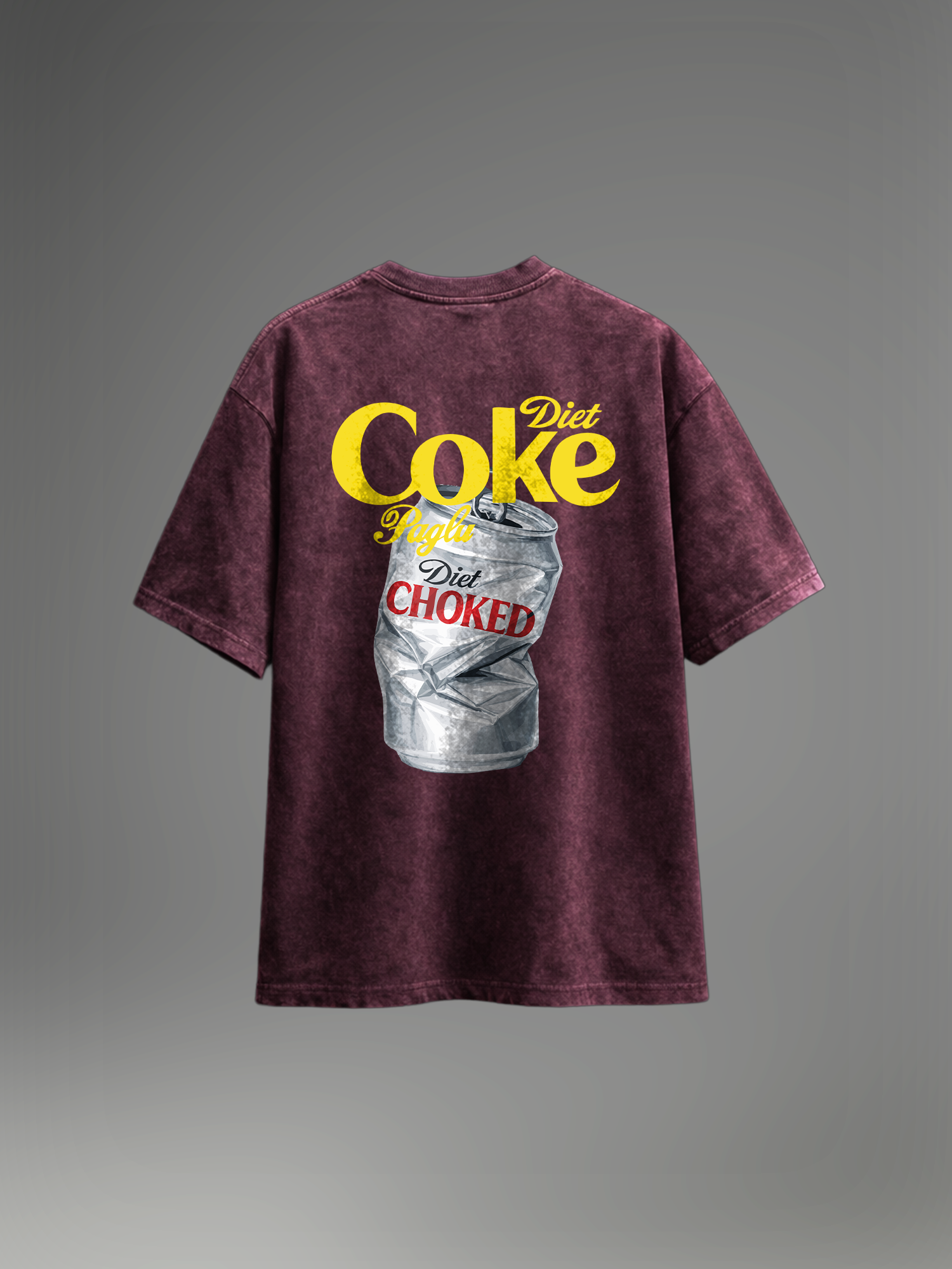 The Diet Choke Unisex Maroon Acid Wash Tshirt