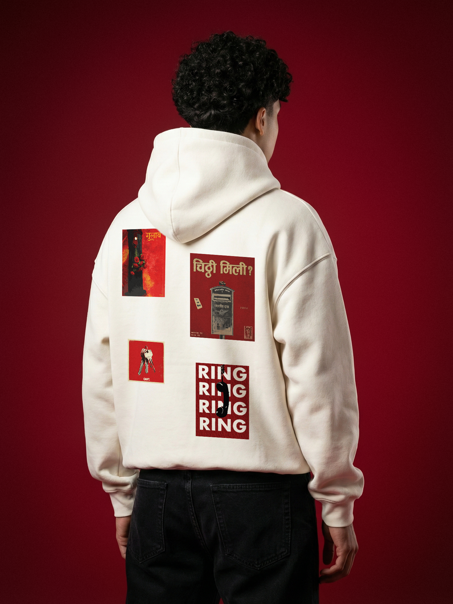 The Sabr Unisex Off White Oversized Fit Fleece Hoodie