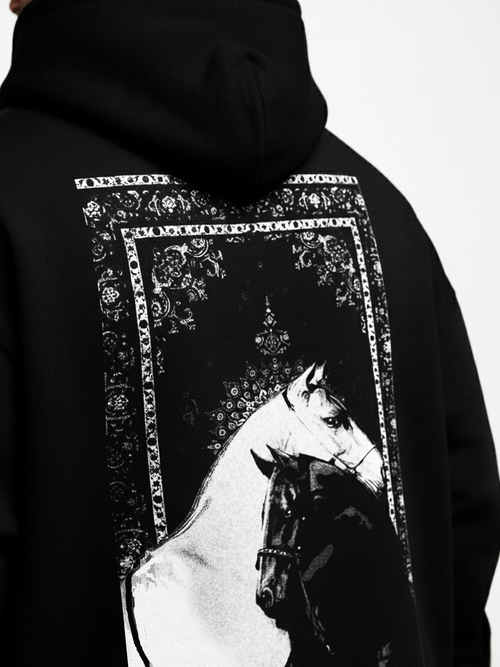 The Duality Unisex Black Oversized Fit Fleece Hoodie