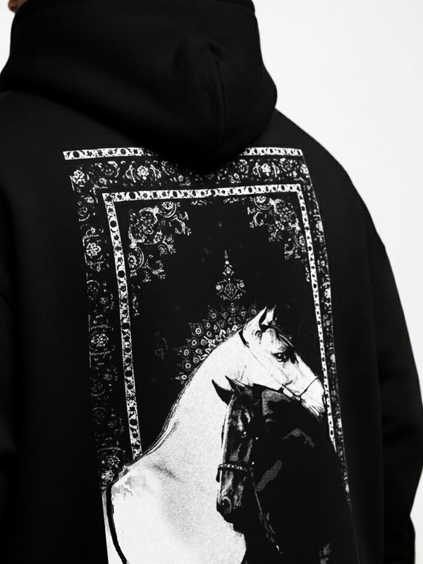 The Duality Unisex Black Oversized Fit Fleece Hoodie