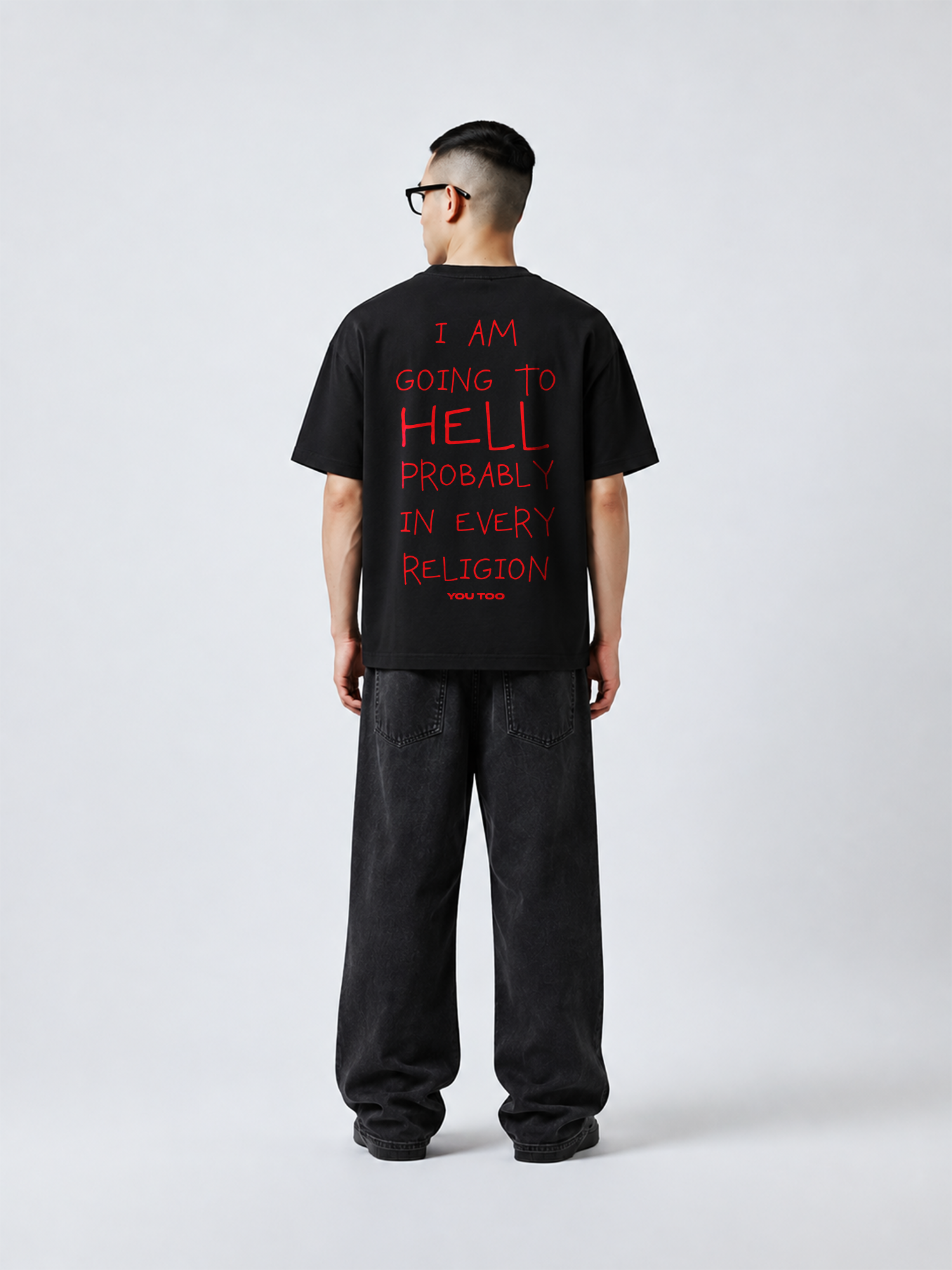 Going To Hell Unisex Black Oversized Tshirt