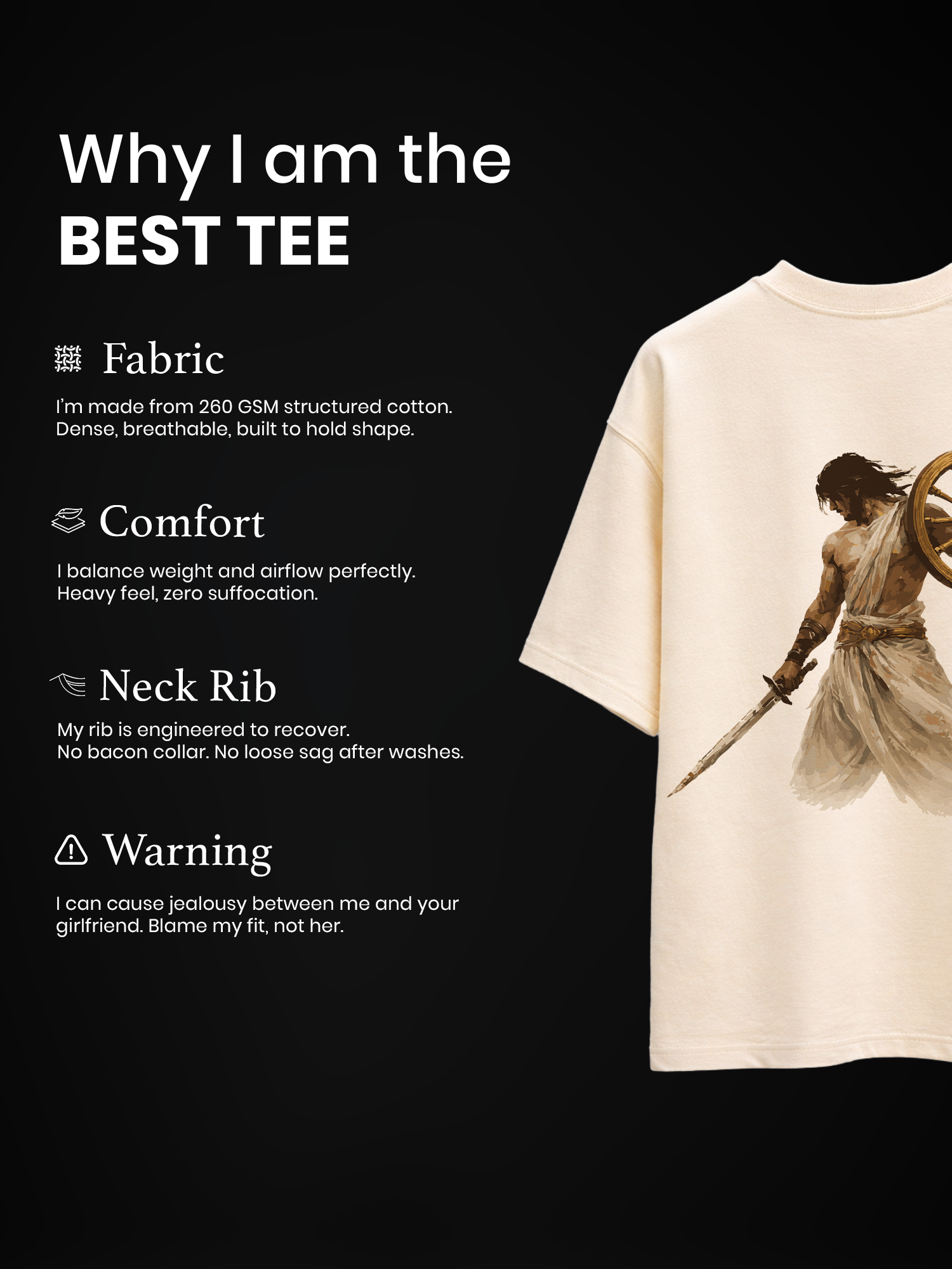 The Dharamveer Unisex Off-White Oversized T-Shirt