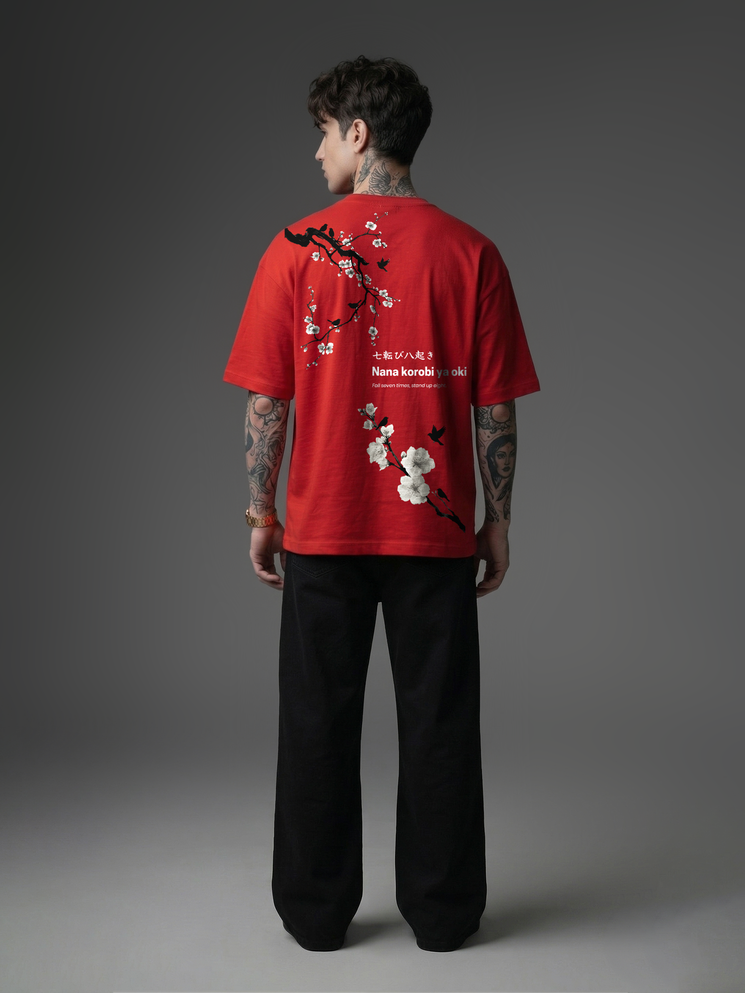 The Elysian Bloom Unisex Red Oversized T-Shirt