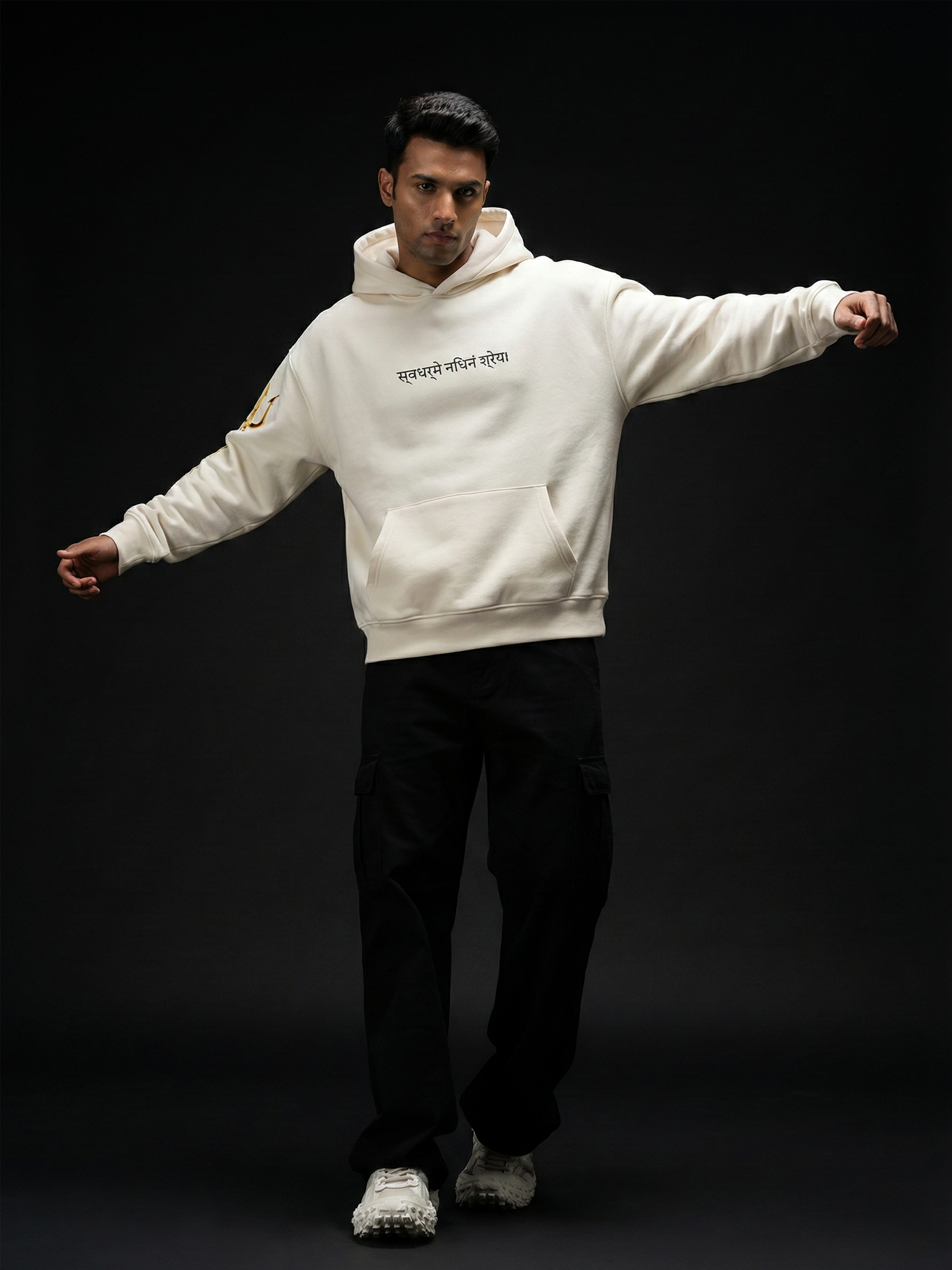 Divine Fury Unisex Off White Oversized Fit Fleece Hoodie