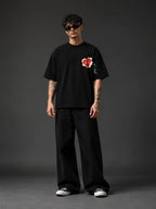Flaming Unisex Black Oversized T-Shirt
