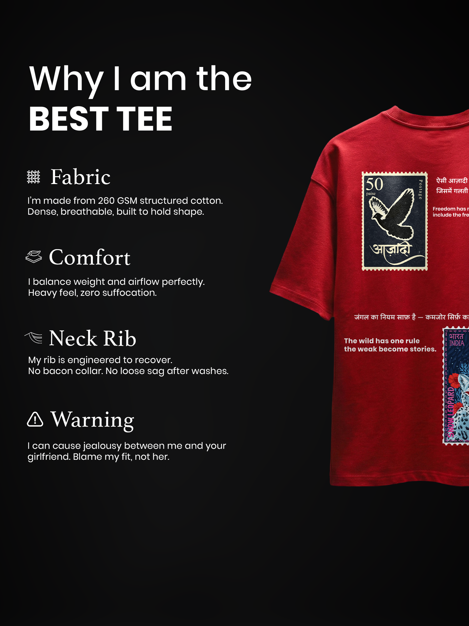 The Stamp Unisex Red Oversized T-Shirt