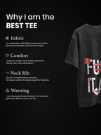 Fragile Fury Unisex Black Acid Wash Oversized Tshirt