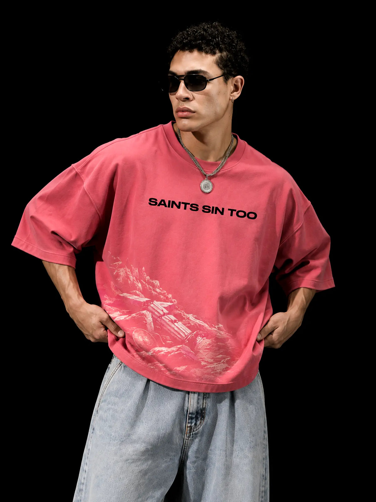 Saints Unisex Pink Oversized T-Shirt