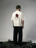 Red Hibiscus Unisex Off-White Oversized T-Shirt