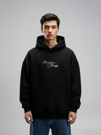 The Duality Unisex Black Oversized Fit Fleece Hoodie