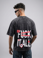 Fragile Fury Unisex Black Acid Wash Oversized Tshirt