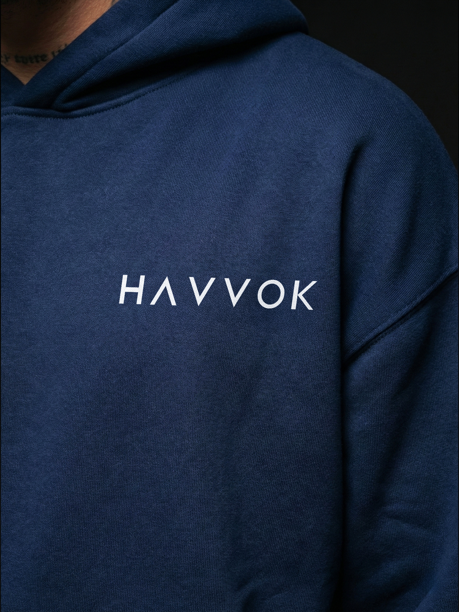 Classic Navy Blue Oversized Fit Fleece Hoodie