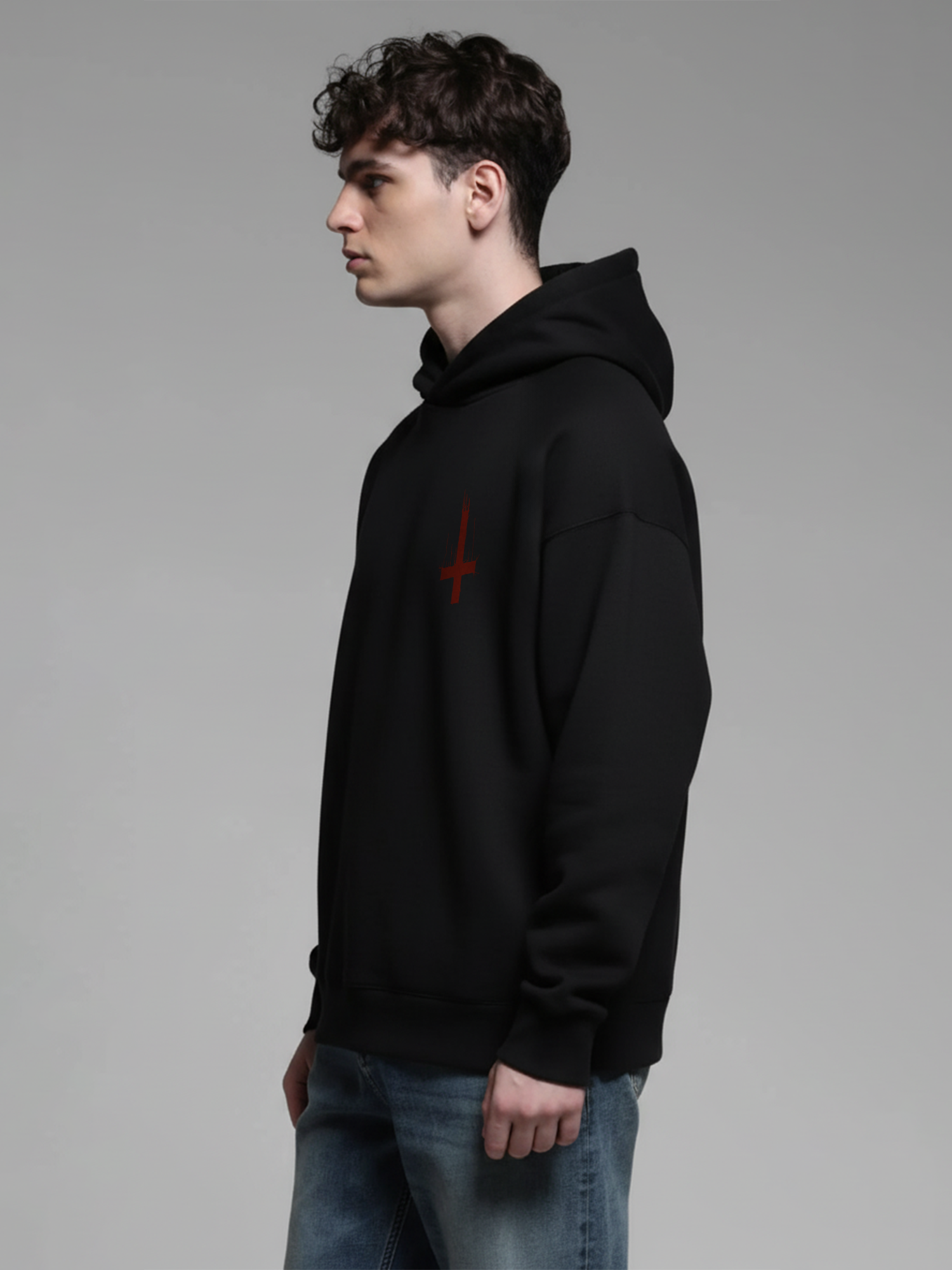 Cursed Soul Unisex Black Oversized Fit Fleece Hoodie