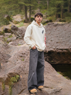 Eternal Bloom Unisex Off White Oversized Fit Fleece Hoodie