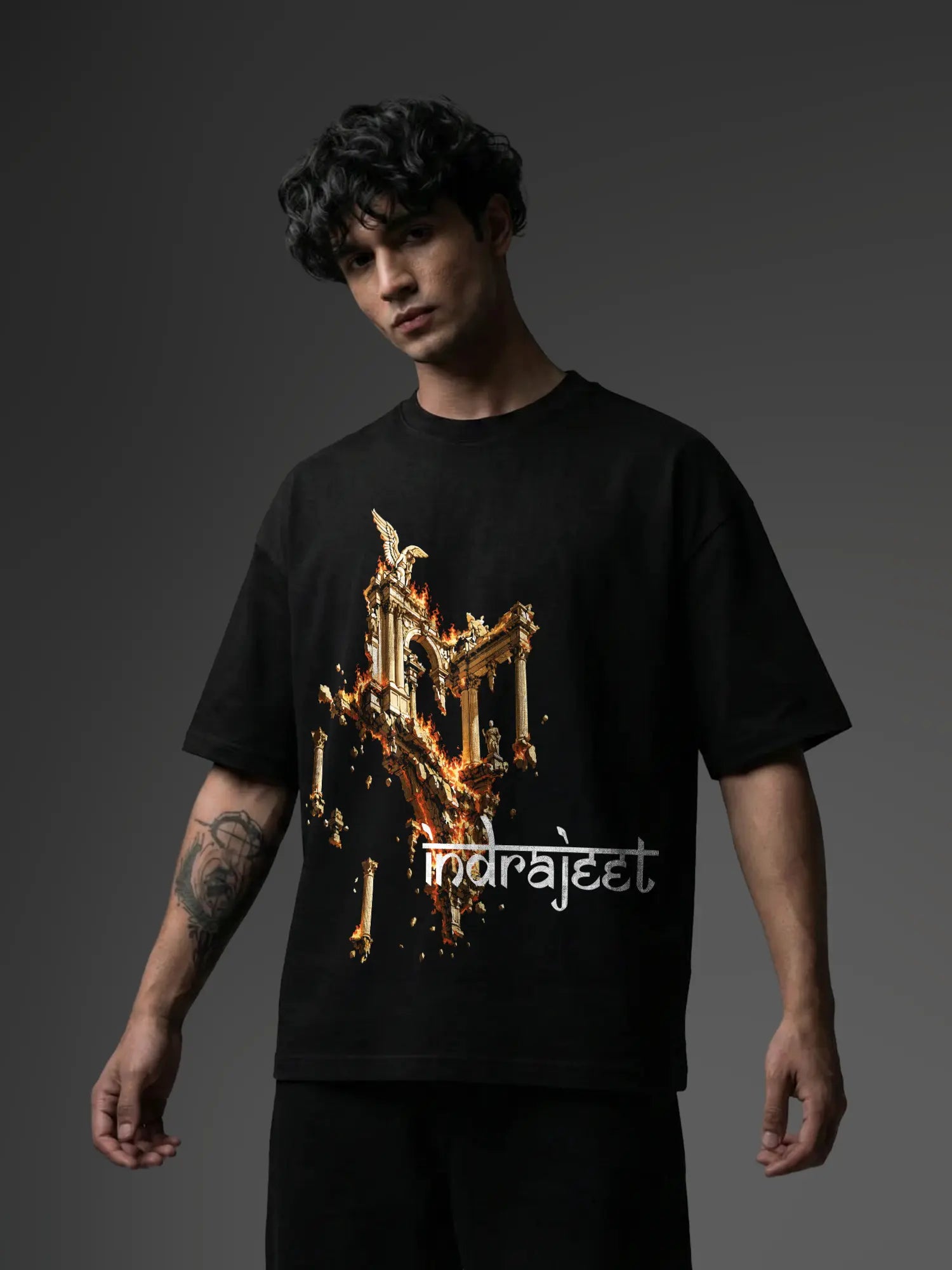 Indrajeet Unisex Black Oversized T-Shirt
