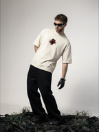 Red Hibiscus Unisex Off-White Oversized T-Shirt