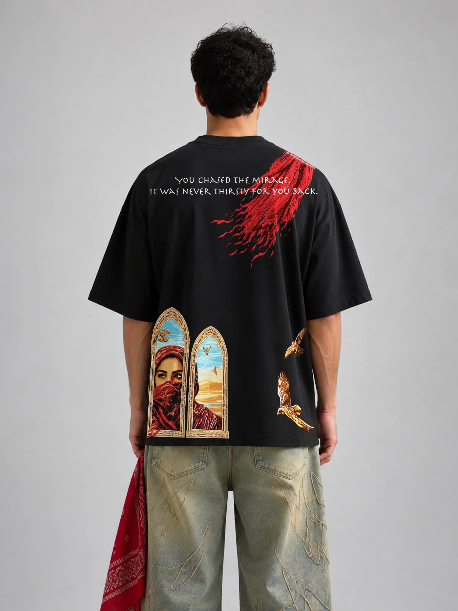 Arabic Thirst Unisex Black Oversized T-Shirt