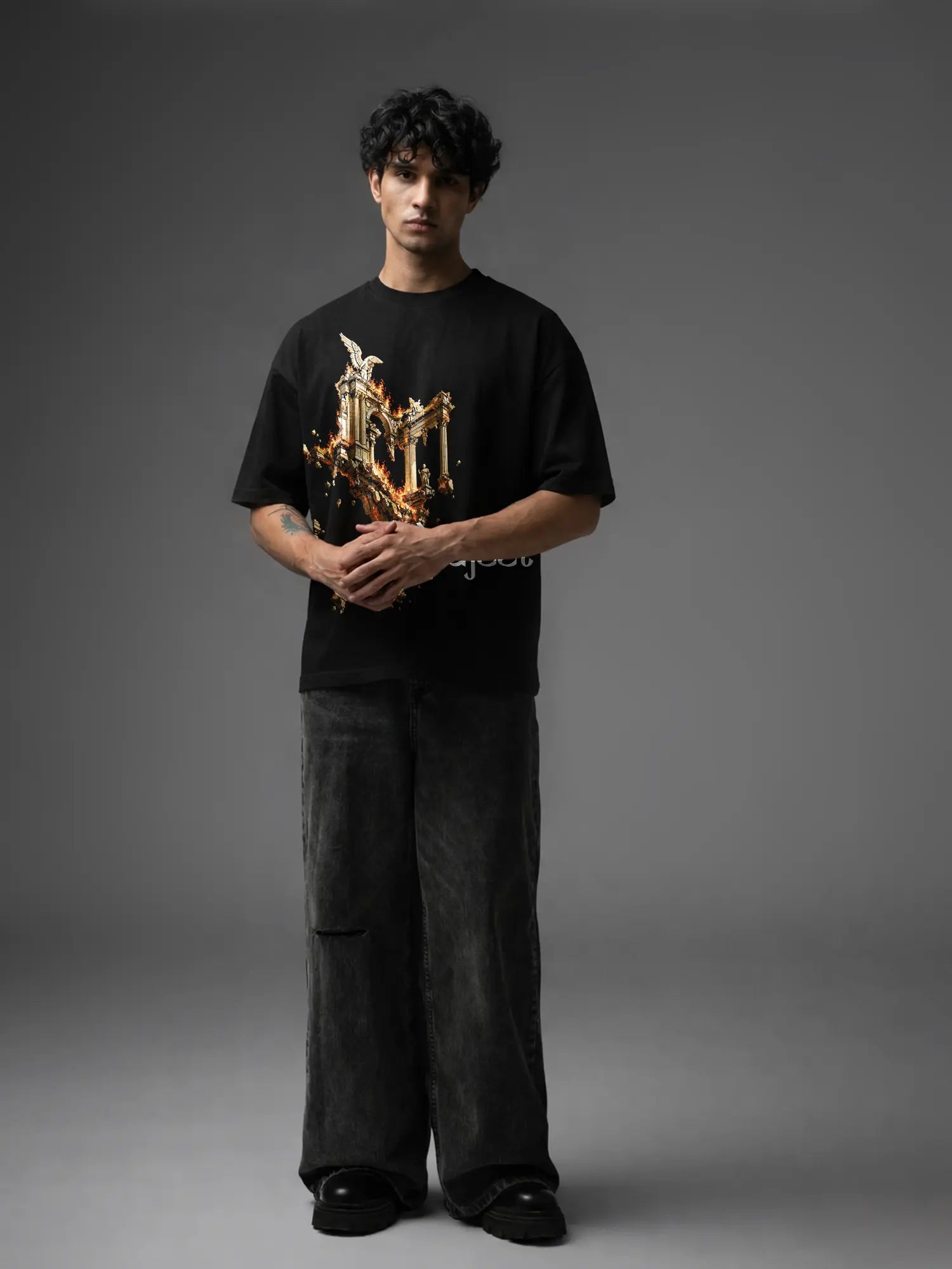 Indrajeet Unisex Black Oversized T-Shirt