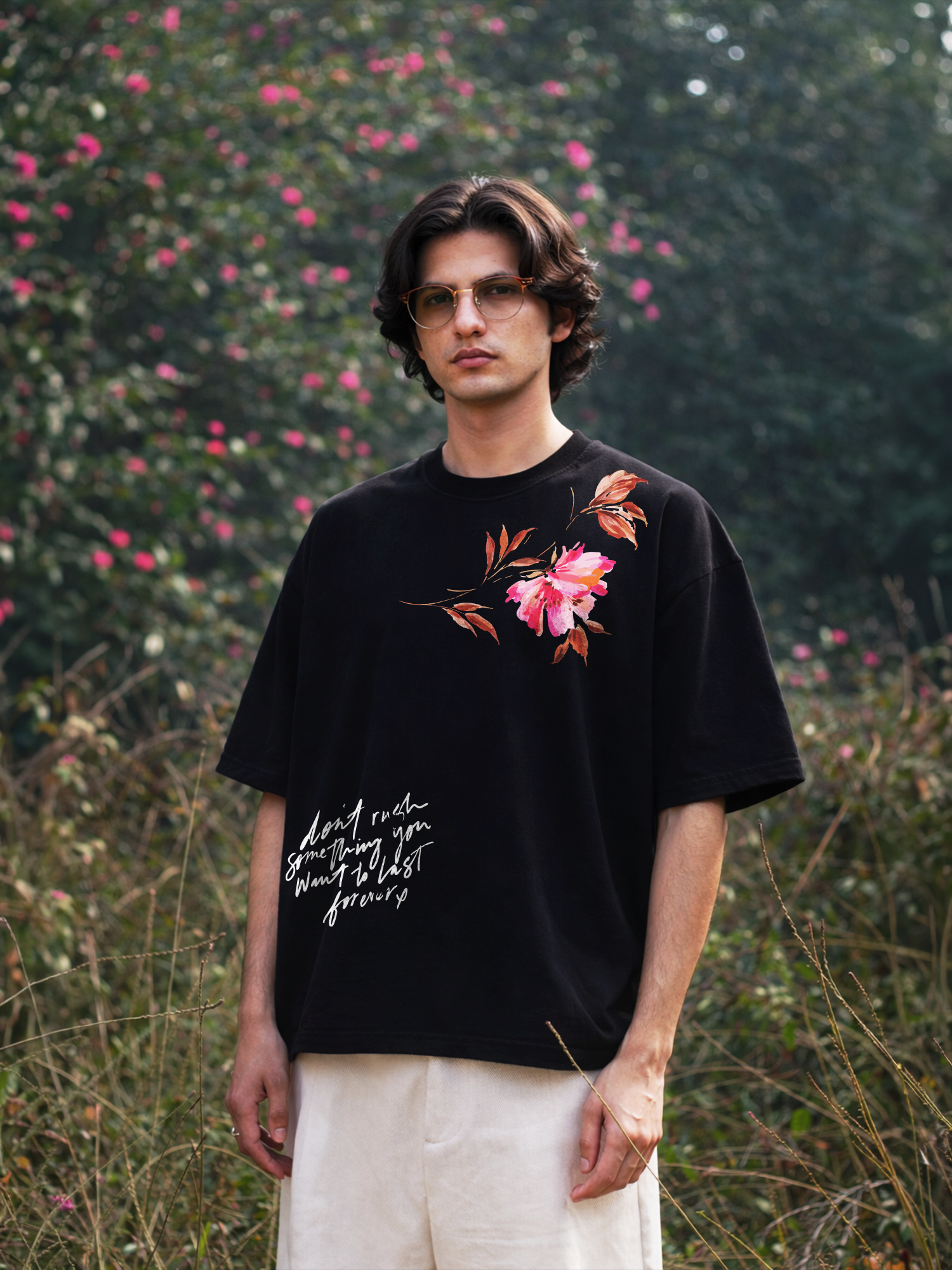 Poisoned Bloom Unisex Black Oversized T-Shirt
