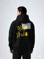 Open Studio Unisex Black Oversized Fit Fleece Hoodie