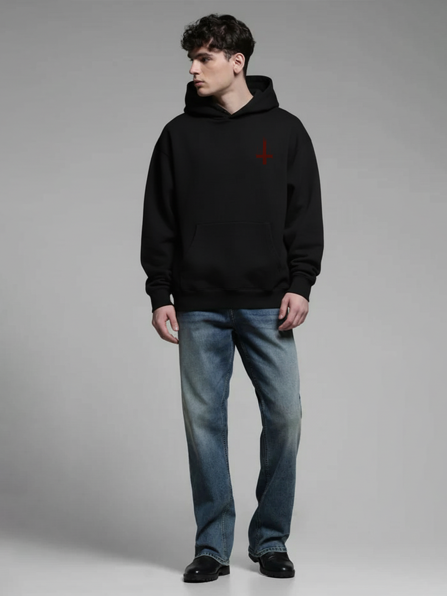 Cursed Soul Unisex Black Oversized Fit Fleece Hoodie