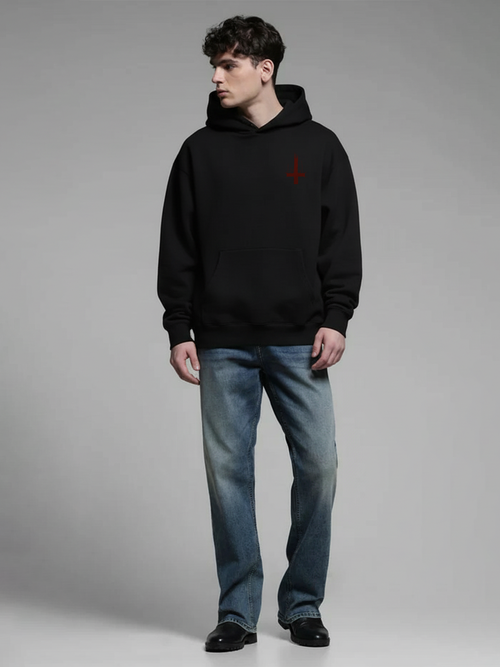 Cursed Soul Unisex Black Oversized Fit Fleece Hoodie