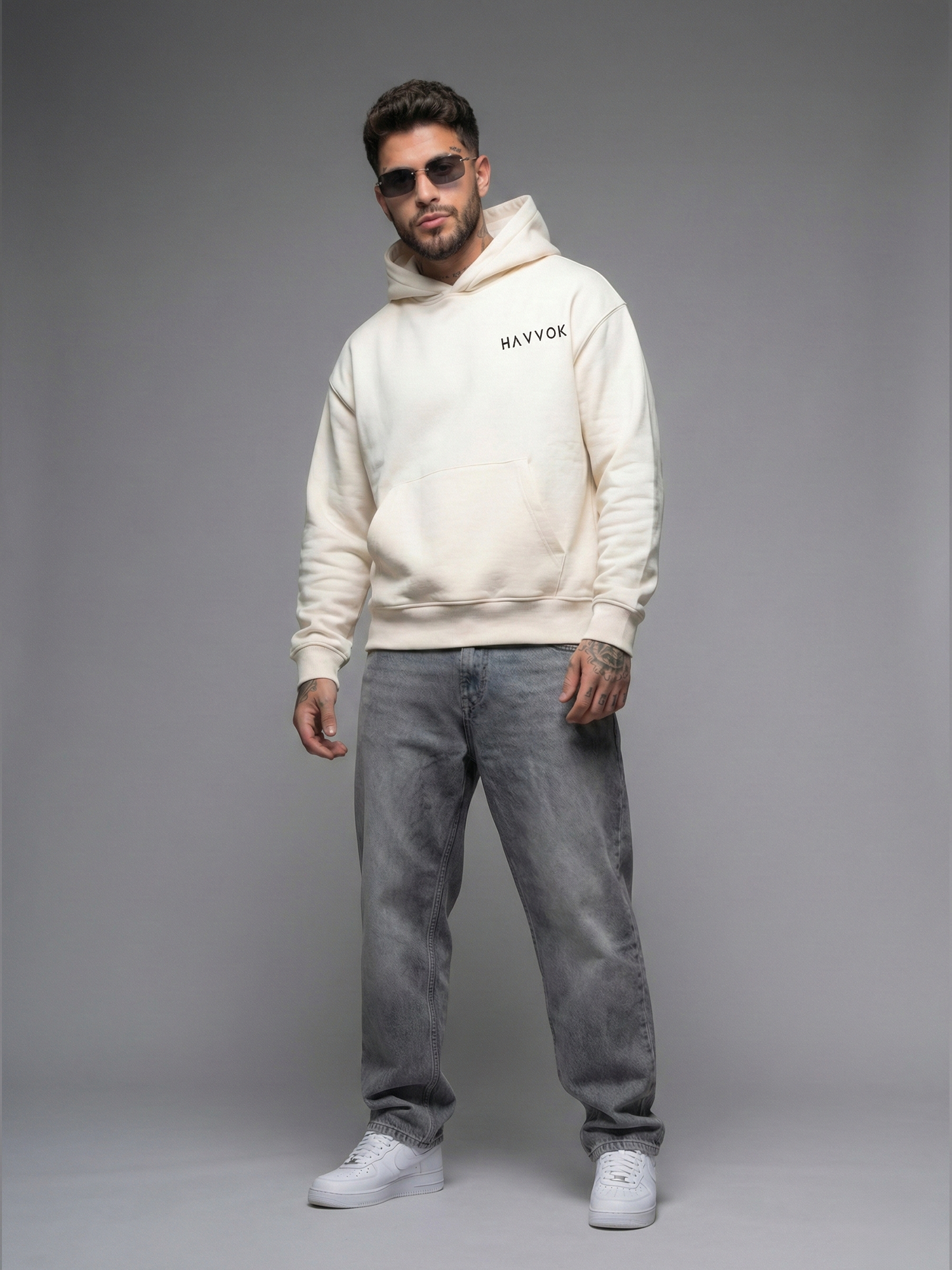 Classic Off-White Oversized Fit Fleece Hoodie