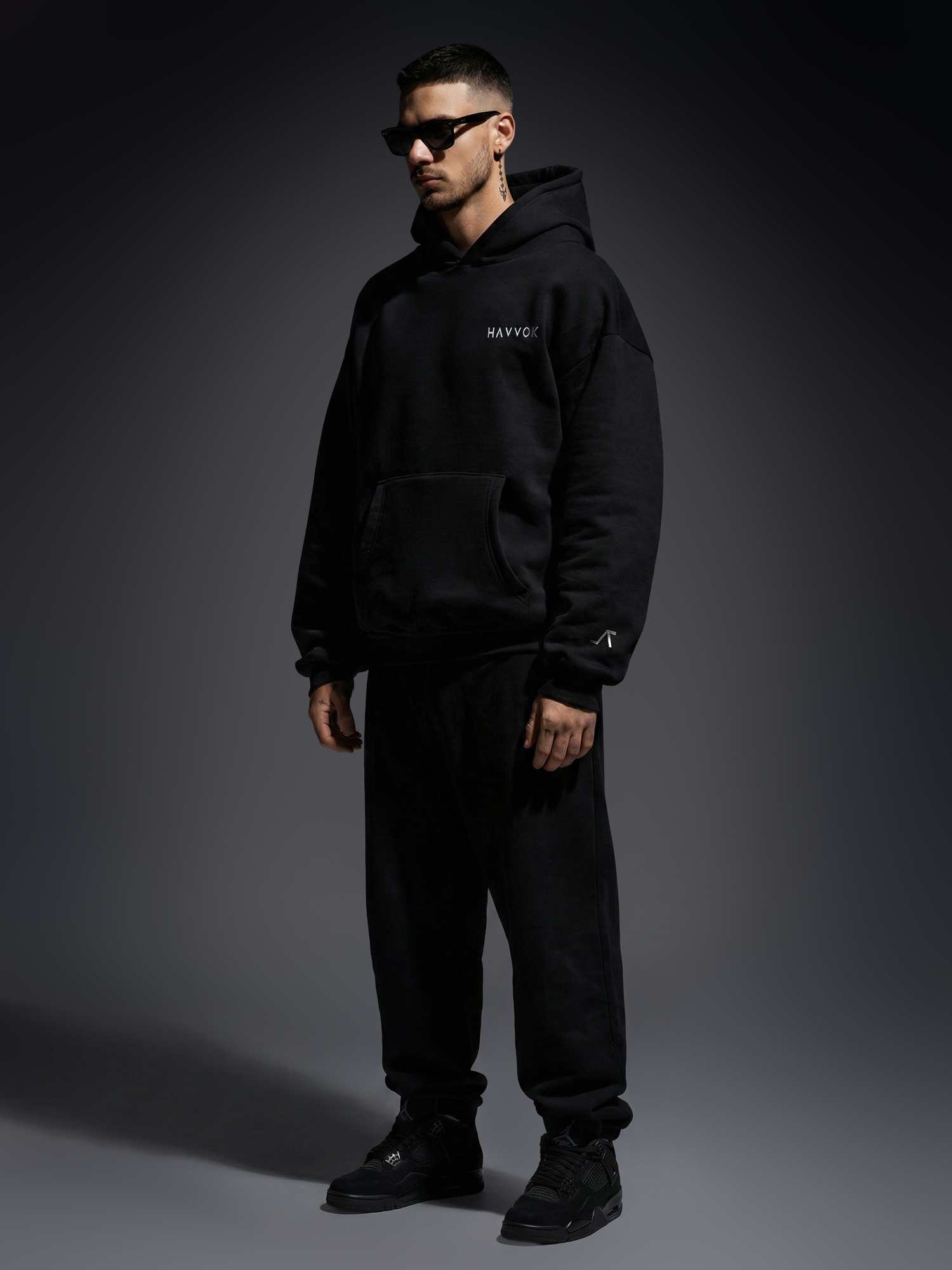 Classic Black Oversized Fit Fleece Hoodie