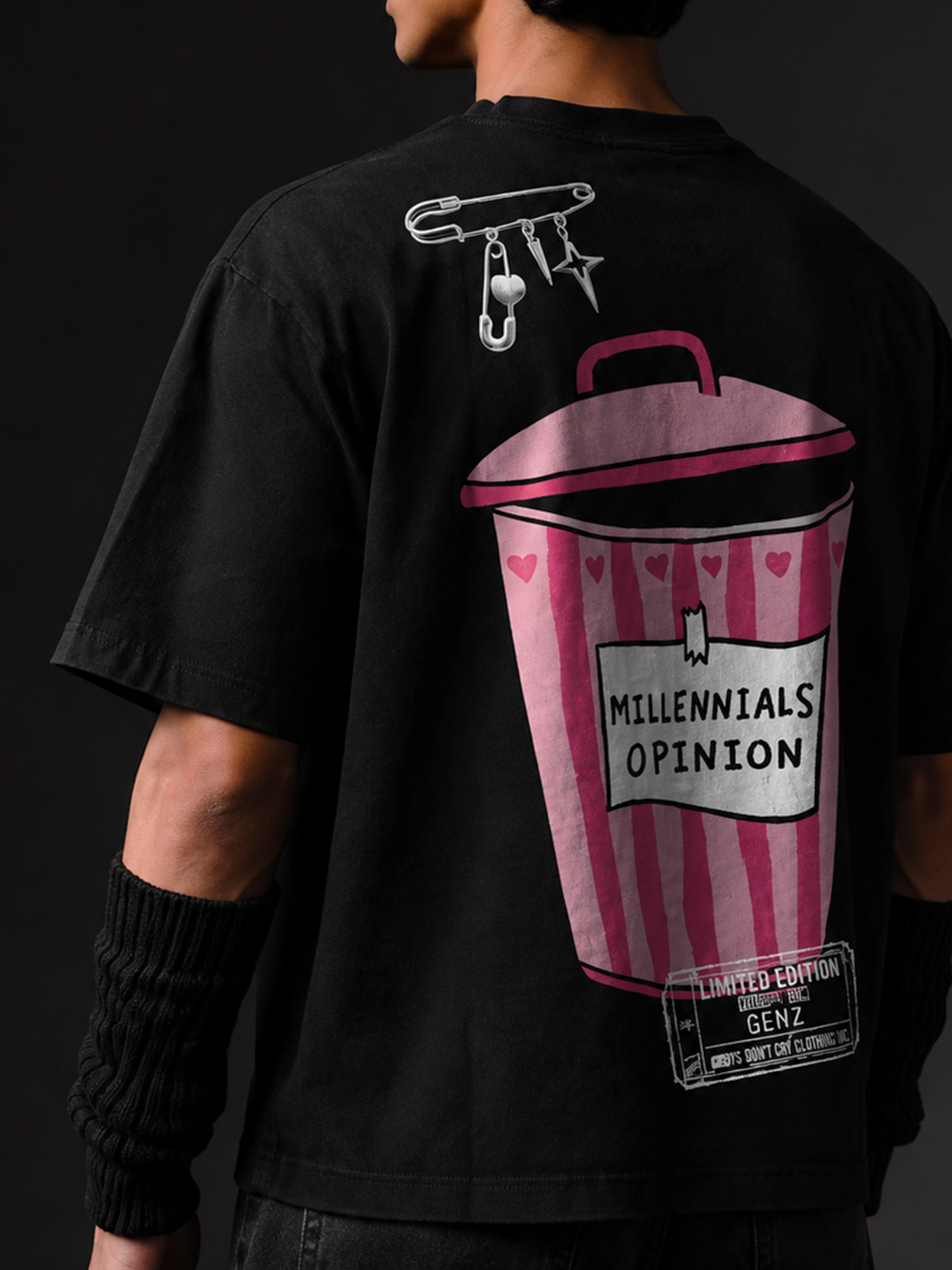 The Millennials Unisex Black Oversized T-Shirt