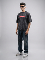 Fragile Fury Unisex Black Acid Wash Oversized Tshirt