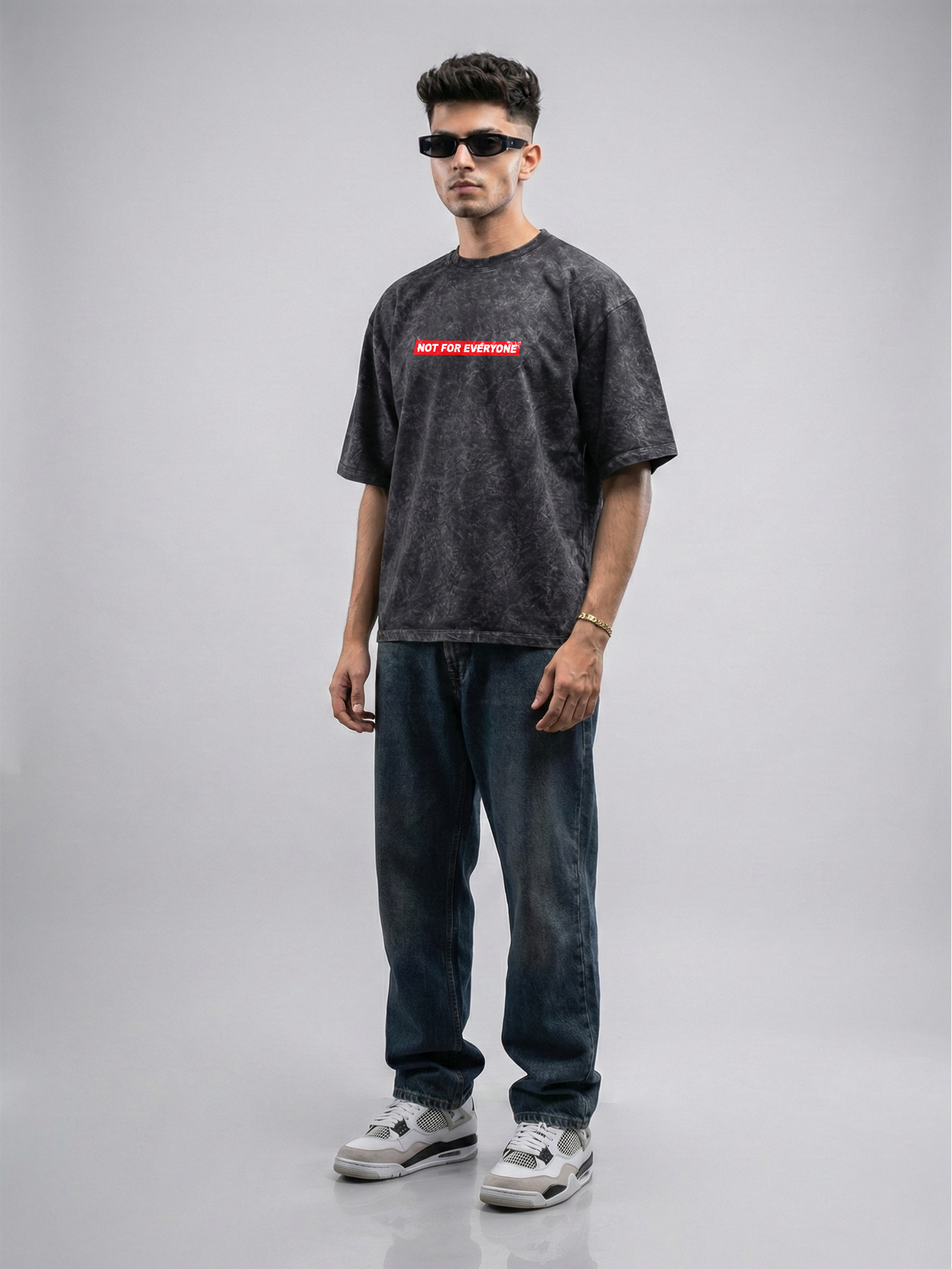 Fragile Fury Unisex Black Acid Wash Oversized Tshirt