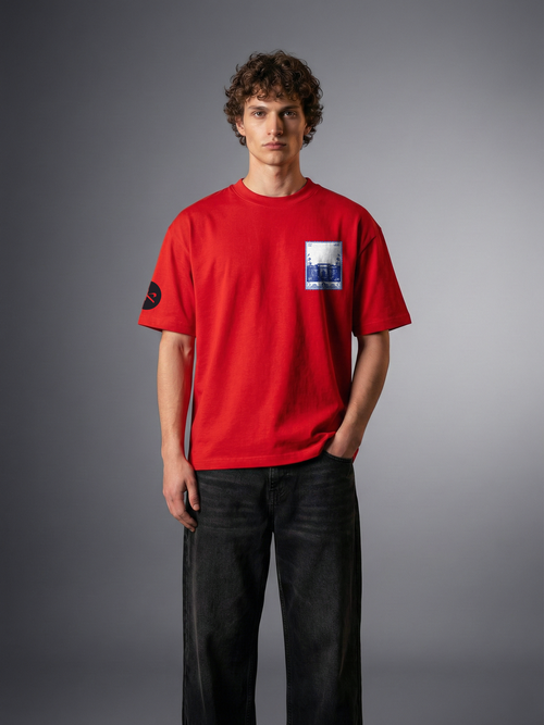 The Stamp Unisex Red Oversized T-Shirt