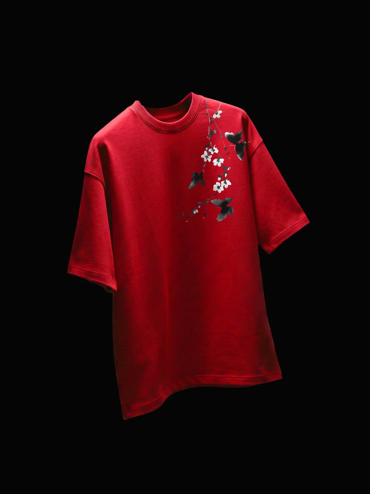 The Elysian Bloom Unisex Red Oversized T-Shirt