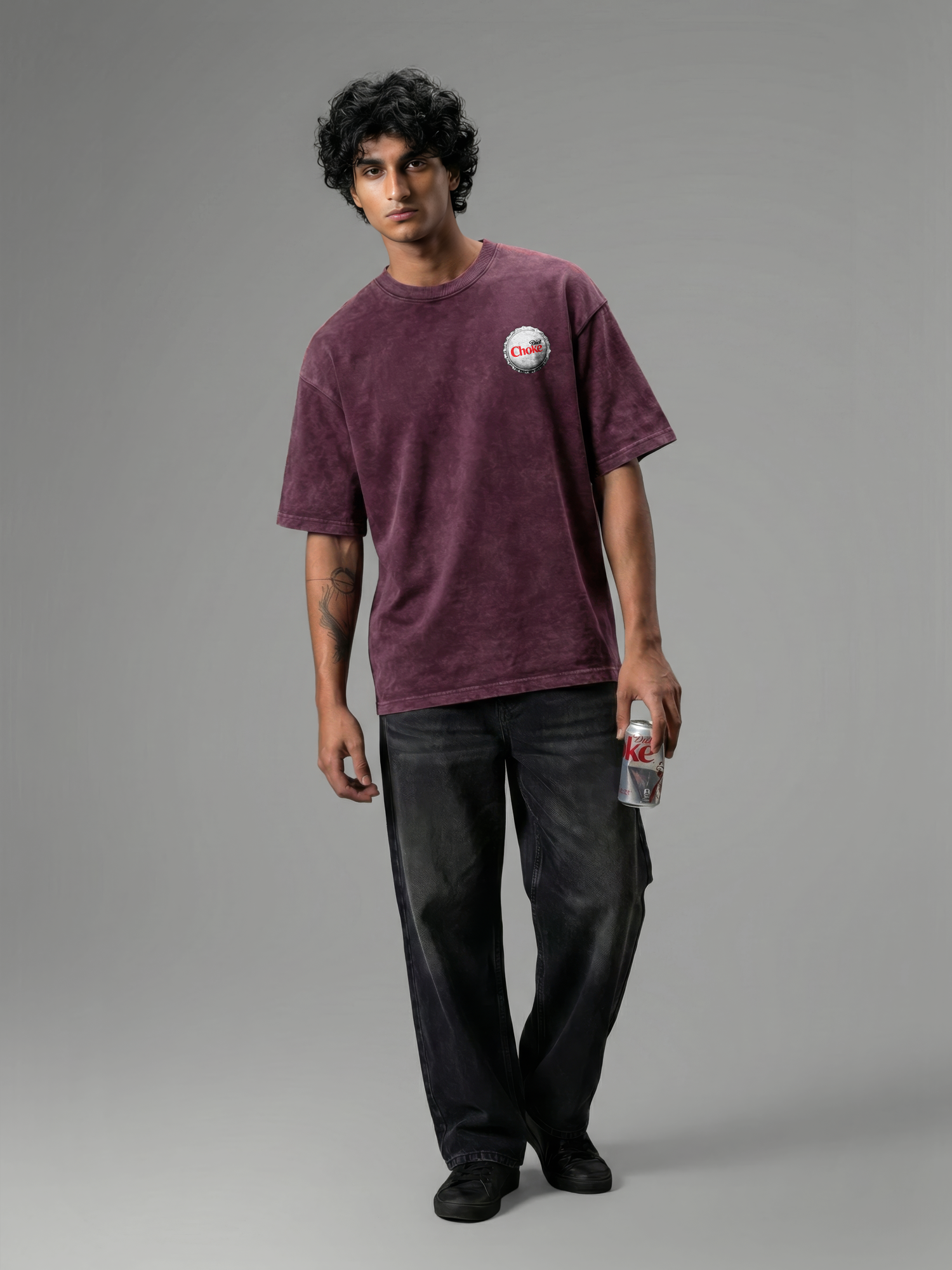 The Diet Choke Unisex Maroon Acid Wash Tshirt