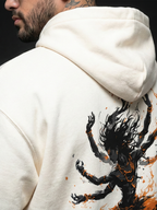 Divine Fury Unisex Off White Oversized Fit Fleece Hoodie