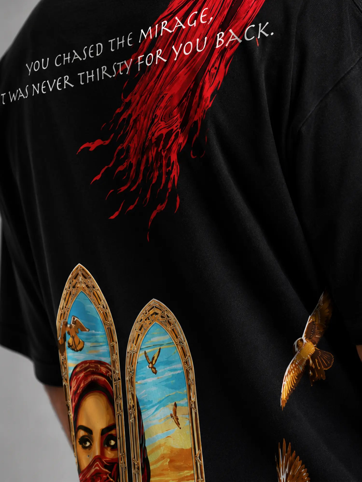 Arabic Thirst Unisex Black Oversized T-Shirt