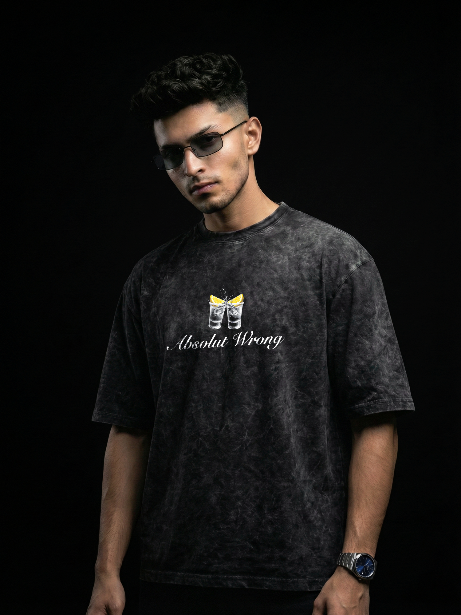 The Absolut Baddie Unisex Black Acid Wash Tshirt