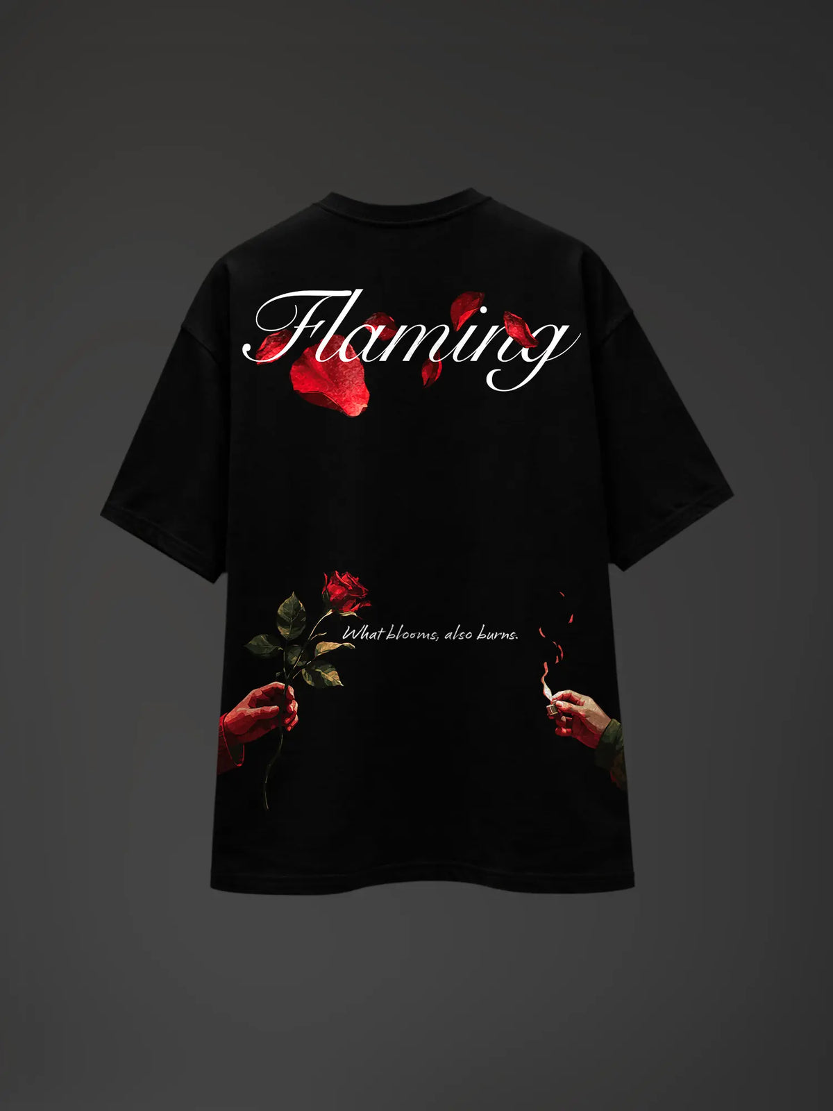 Flaming Unisex Black Oversized T-Shirt